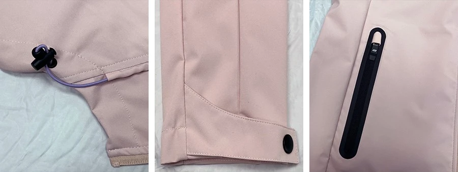 pink softshell jacket detail